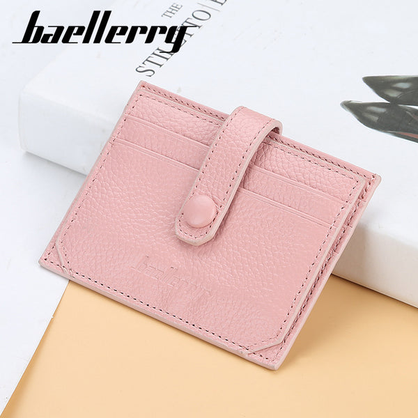 Baellerry Men's Card Bag Korean Edition Thin Card Clip Neutral Lychee Pattern Buckle Women's Driver's License Card Holder