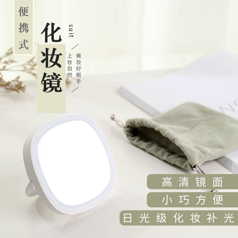 Candy dressing table makeup mirror portable beauty fill light handheld mini led makeup mirror mini handheld