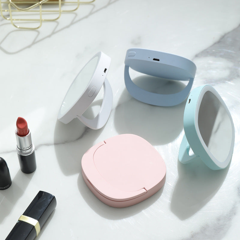 Candy dressing table makeup mirror portable beauty fill light handheld mini led makeup mirror mini handheld