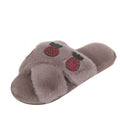 Furry slippers for women outwear 2024 autumn winternew arrivalpopularfashion rhinestone pineapple cross fur slippers ins trend