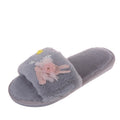 2024 fall/winter new japanese-style fuzzy slippers with floral design, rhinestone accents, warm and soft, single-strap flip-flops, trending online