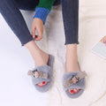 2024 light wind new arrival open slippers one word heattech women's fur slippers fall and winterfashiontrendy street cotton slippers