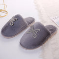 2024 new winter home cotton slippers indoor flat warm plush cotton slippers for men and women rhinestone toe cotton slippers