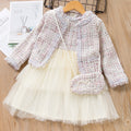 Girls' dress autumn new arrivals: korean & japanese style chic chanel-inspired three-piece set, girls' outfit, children's clothing, princess dress