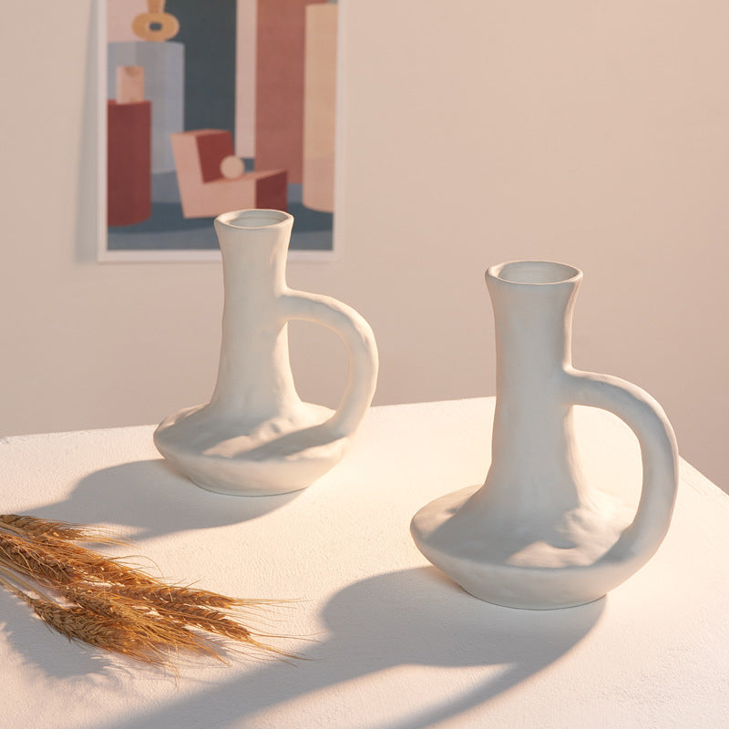 ins Nordic ceramic home ornaments, flower utensils, vases, flower arrangements, living room hydroponic photo props, retro handmade