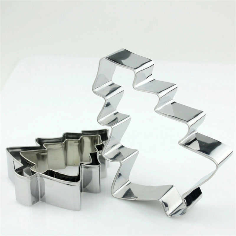 Factory direct wholesale christmas stainless steel cookie cutter set - 3 piece christmas tree & botanical diy baking stencil