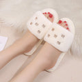 K-styleflatsstuffedoutwearfall and winter shoes slippersfashion2024new arrivalautumnet celebrity one-line slippers furry slippers for women