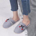 Winter indoor baotou fleece-lined confinement shoes parent-child bows home shoes rhinestone heattechflats cotton slippers