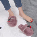 Winter indoor baotou fleece-lined confinement shoes parent-child bows home shoes rhinestone heattechflats cotton slippers