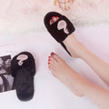 Autumn/winter korean style cute cartoon swan fuzzy slippers with pearl embellishments, plush one-strap slippers, warm home cotton slippers, dropshipping available