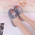 Autumn/winter korean style cute cartoon swan fuzzy slippers with pearl embellishments, plush one-strap slippers, warm home cotton slippers, dropshipping available