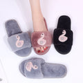 Autumn/winter korean style cute cartoon swan fuzzy slippers with pearl embellishments, plush one-strap slippers, warm home cotton slippers, dropshipping available