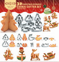 Christmas 3d stainless steel cookie cutter set - 8 piece fondant cake mold diy baking tools - in stock from manufacturer