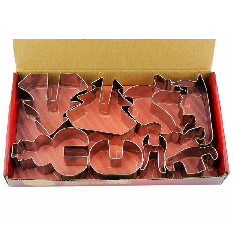 Christmas 3d stainless steel cookie cutter set - 8 piece fondant cake mold diy baking tools - in stock from manufacturer