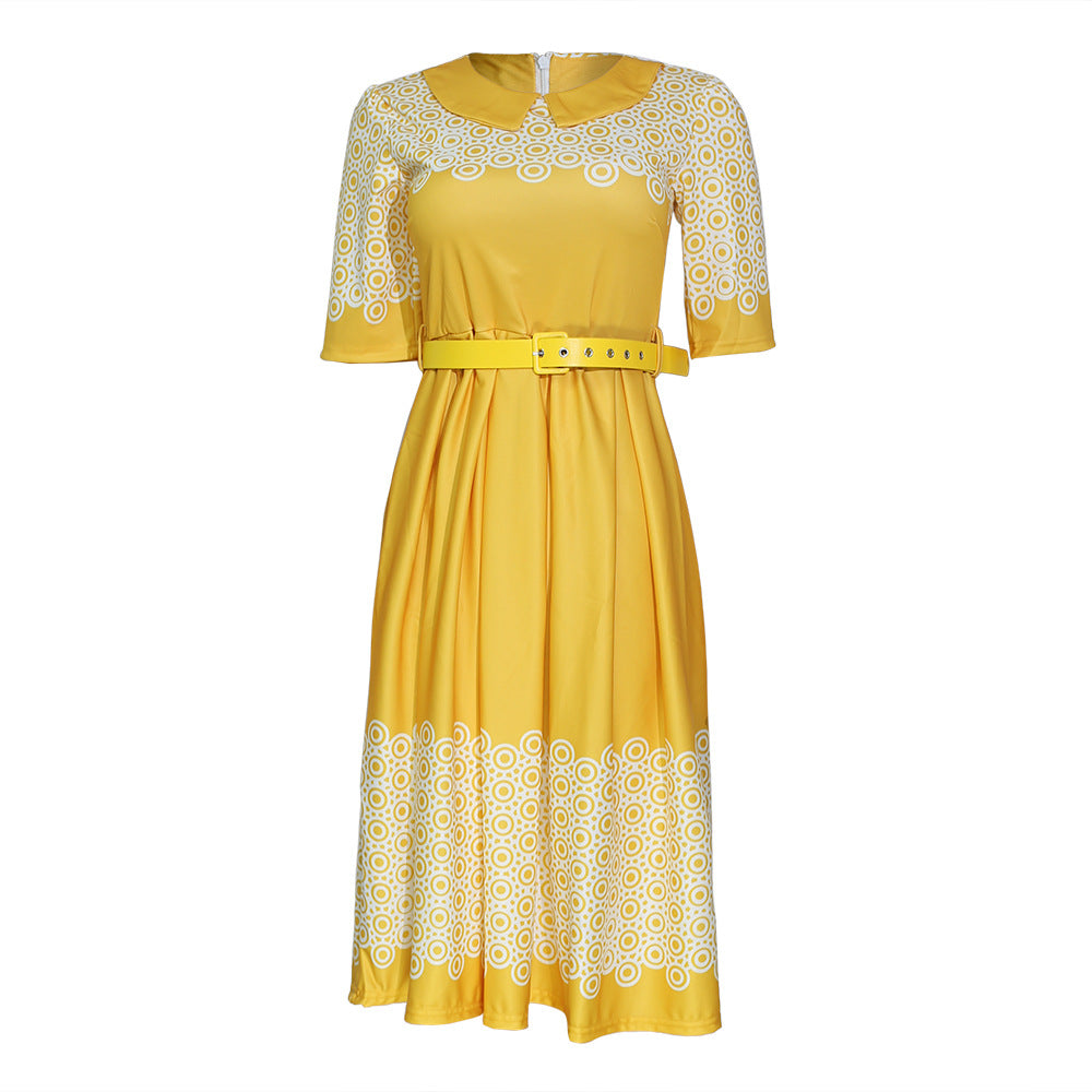 Kayaat cross-border supply export african plus size women's clothing   circle printing dress
