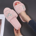 2024new arrivalstuffed slippers women's one-line heattechk-style home confinement shoes indoor and outdoor flat heel women's cotton slippers
