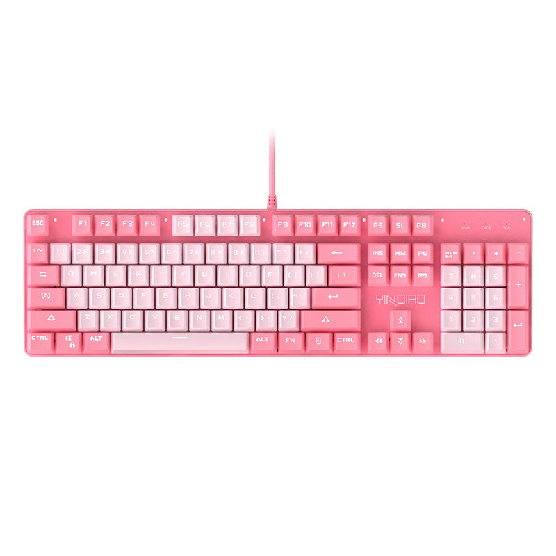 Genuine mechanical keyboard green axis girls popular girl heart pink blue round button game punk cross-border private model wholesale