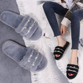 New women's fuzzy slippers wholesale - korean style one-strap cotton slippers, home & outdoor wear, rhinestone flat bottom plush slippers for women