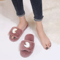 2024 fall/winter new trendy fuzzy slippers for women, outdoor wear, flat one-strap slides, chunky metal sole, korean style fuzzy shoes