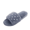 Spring fallwinter pearl flip flop women's fleece-linedheattech slippers trendy plaid indoor cotton slippers student slippers women