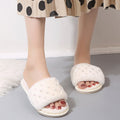 Spring fallwinter pearl flip flop women's fleece-linedheattech slippers trendy plaid indoor cotton slippers student slippers women