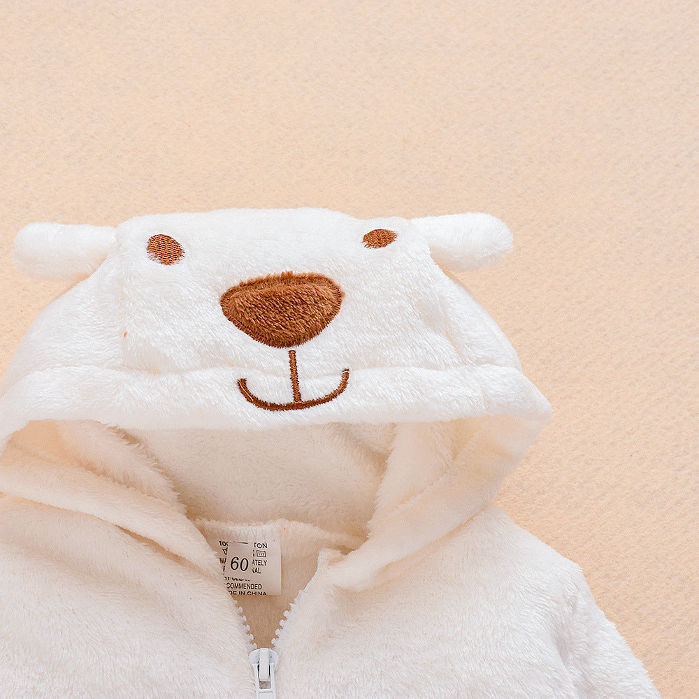 Bestselling winter thickened warm coral fleece baby romper - newborn footed bodysuit