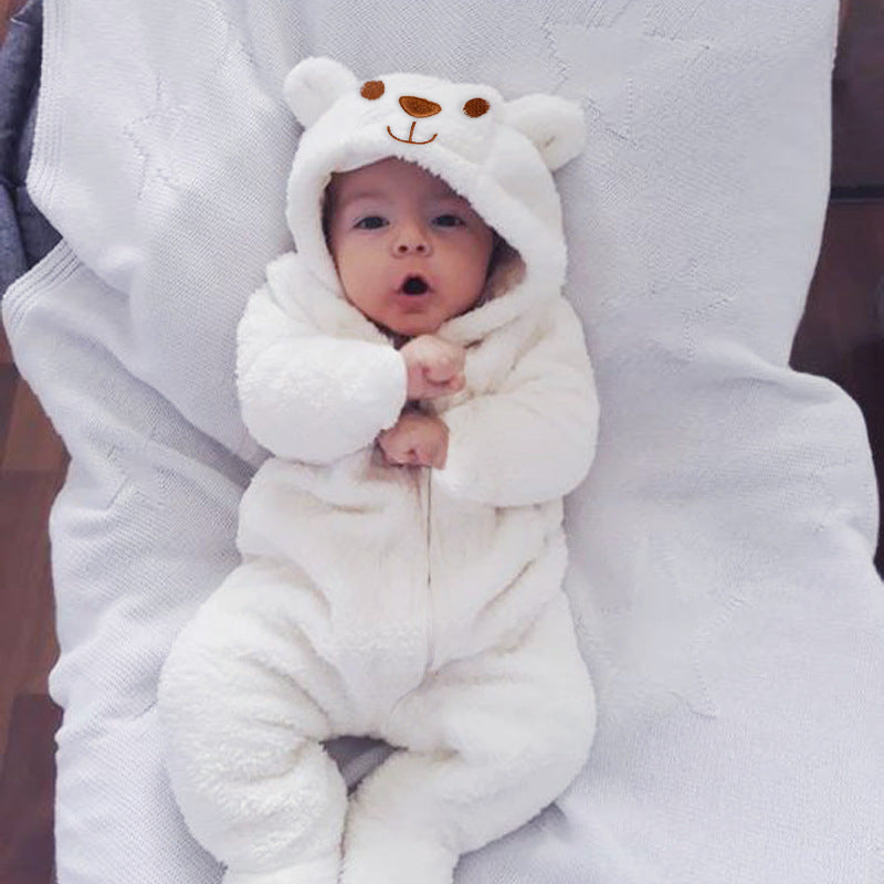 Bestselling winter thickened warm coral fleece baby romper - newborn footed bodysuit