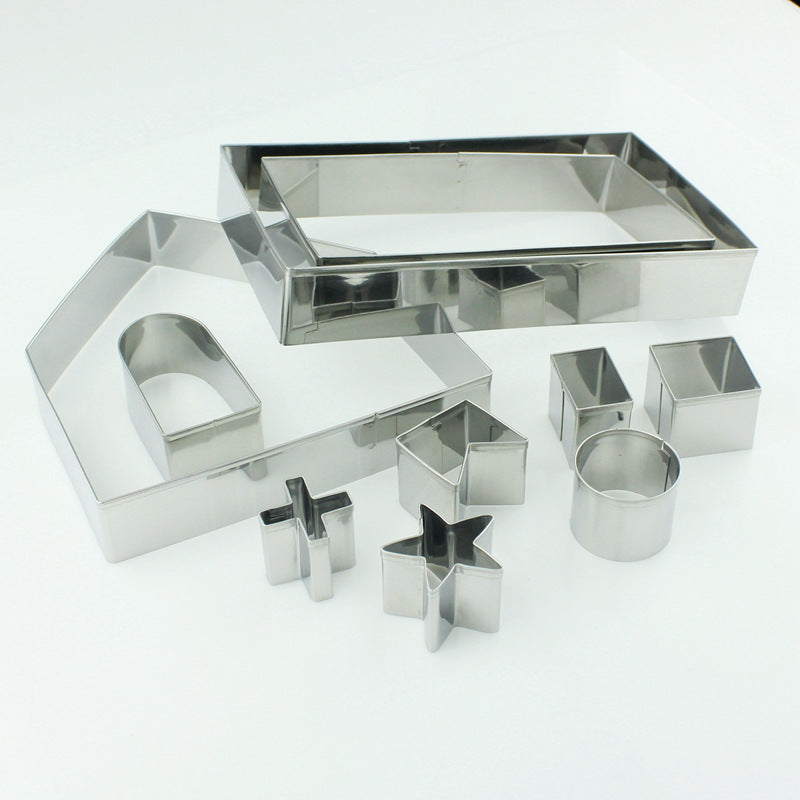 Factory direct new arrival: 3d stainless steel cookie cutter set - christmas gingerbread house 10-piece baking tool kit
