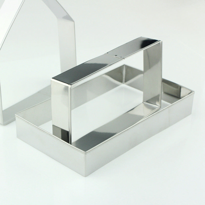 Factory direct new arrival: 3d stainless steel cookie cutter set - christmas gingerbread house 10-piece baking tool kit