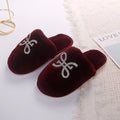 2024 new winter home cotton slippers indoor flat warm plush cotton slippers for men and women rhinestone toe cotton slippers