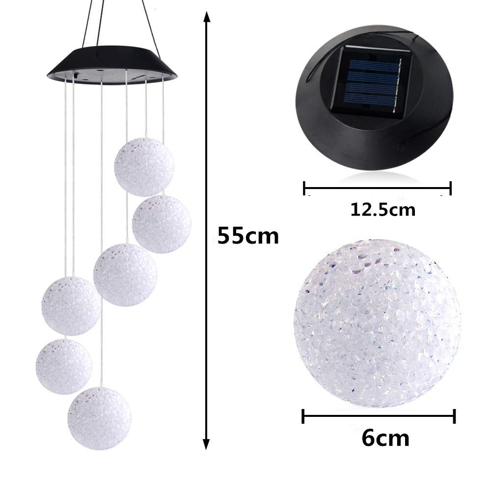 's new solar wind chime light, rice ball hummingbird color-changing light string LED outdoor garden decoration hanging light
