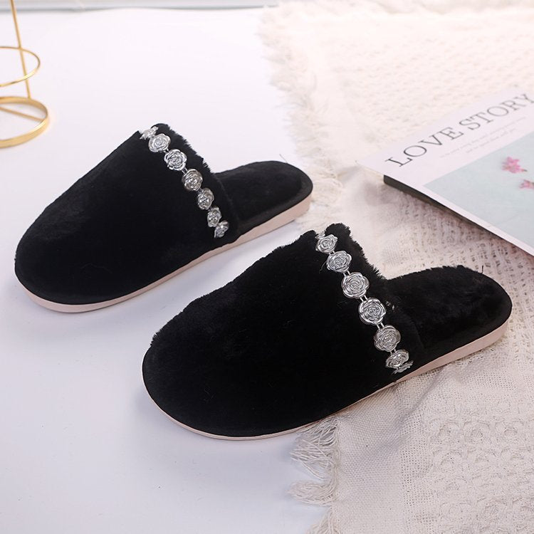 Fall and winternew arrivalflower cotton slippers for women winter home couple cotton slippers heattech all-inclusive confinement slippers manufacturer wholesale