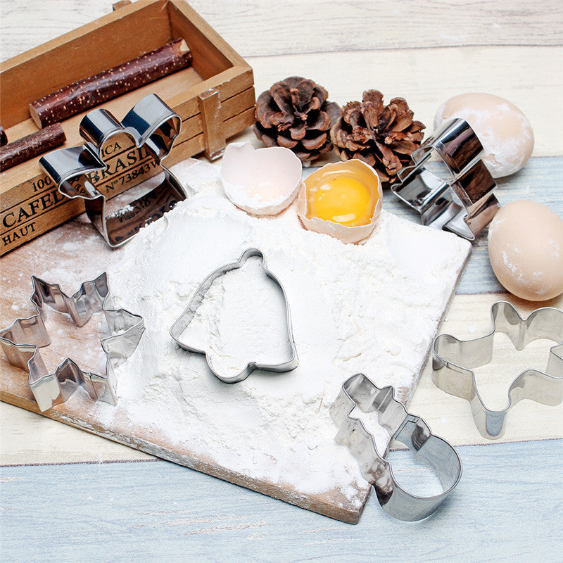 hot-selling christmas 6-piece bell diy baking tools christmas cake mold stainless steel cookie mold