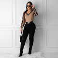 Autumn/winter european and american cross-border   hot-selling women's v-neck fitted pullover knit sweater with f letter detail