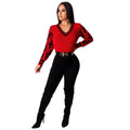 Autumn/winter european and american cross-border   hot-selling women's v-neck fitted pullover knit sweater with f letter detail