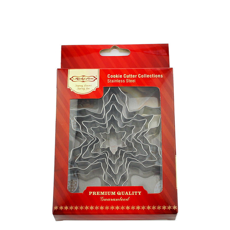 Factory direct snowflake cookie cutter christmas baking set - stainless steel cookie cutters for diy fondant and baking