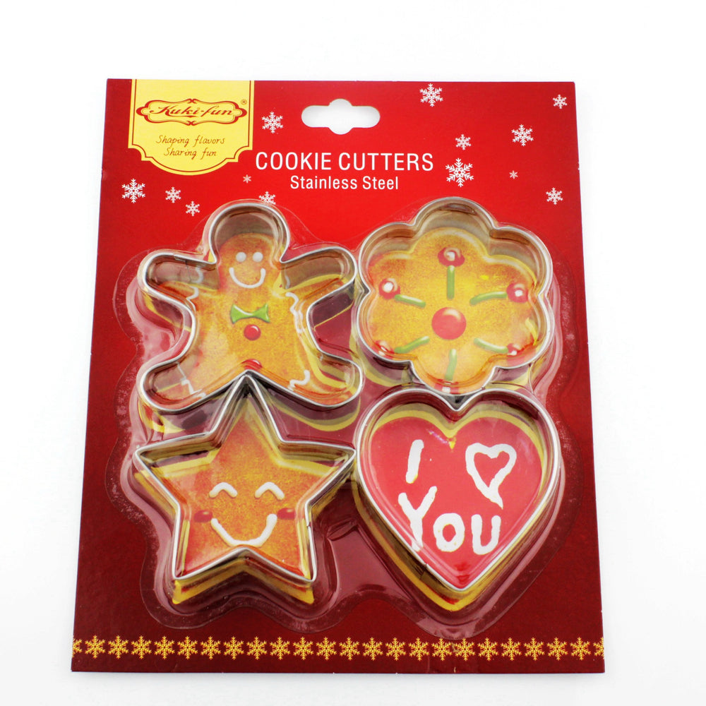 Ready-to-ship christmas stainless steel cookie cutter set - gingerbread man, plum blossom, heart-shaped baking tools & cake molds