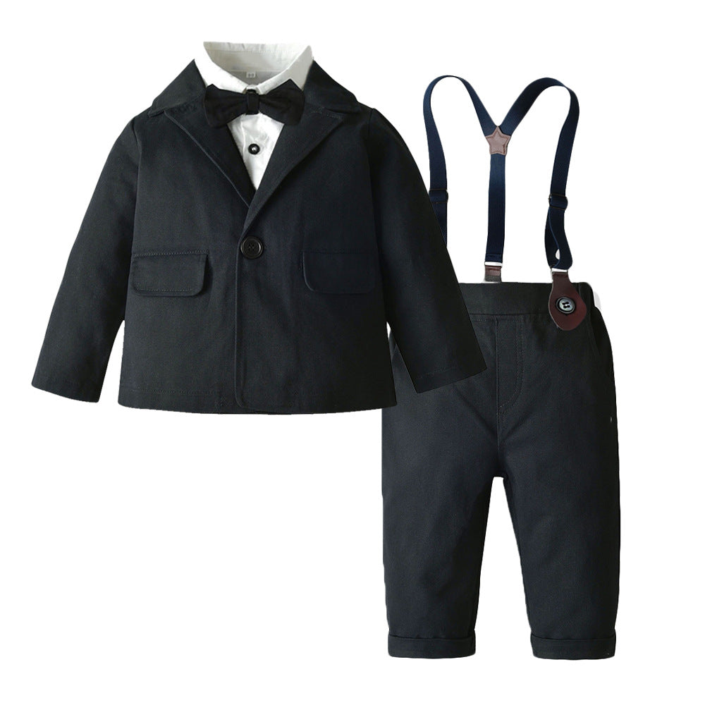 Factory direct children's autumn/winter boys' suit three-piece set, boy's flower boy outfit, british style wholesale