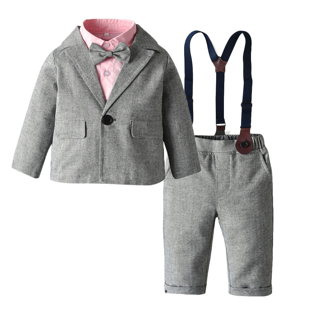 Factory direct children's autumn/winter boys' suit three-piece set, boy's flower boy outfit, british style wholesale