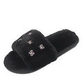 K-styleflatsstuffedoutwearfall and winter shoes slippersfashion2024new arrivalautumnet celebrity one-line slippers furry slippers for women