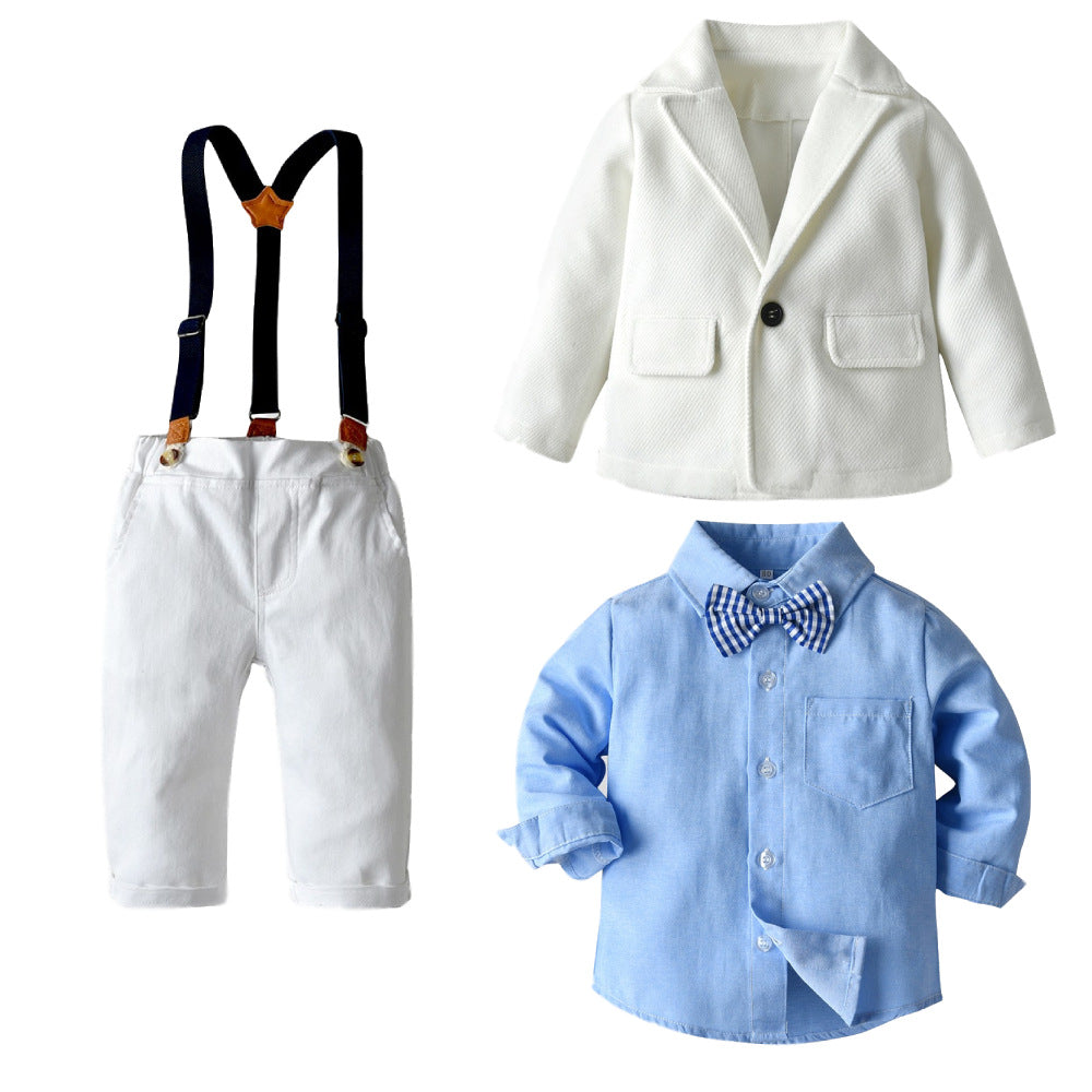 Factory direct children's autumn/winter boys' suit three-piece set, boy's flower boy outfit, british style wholesale