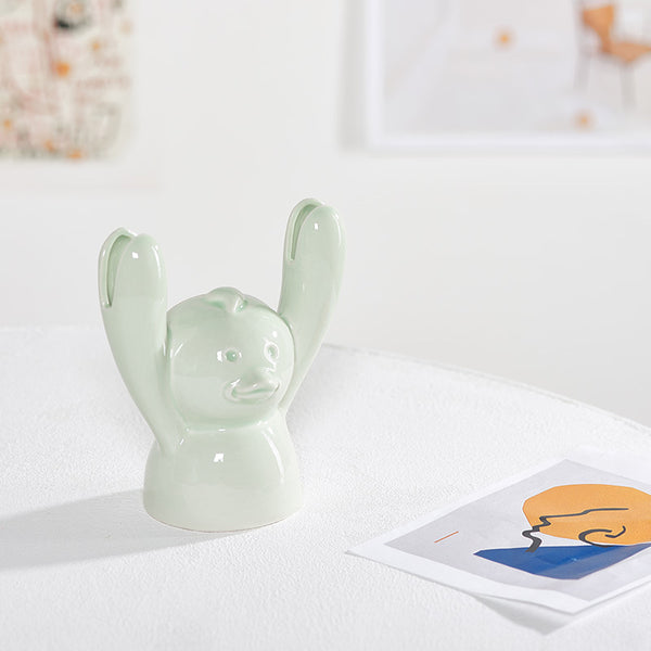 Cartoon cute raise your hand piggy message business card holder photo creative desktop ceramic home decoration bedside decoration
