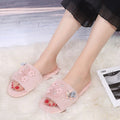 Fall and winternew arrivalstuffed open-toe slippers handmade pearl rhinestone white women's home flower flip-flops heattech