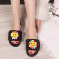 Korean designer cartoon plush home slippers - women's cute macaron warm cotton slippers - smiley face slippers
