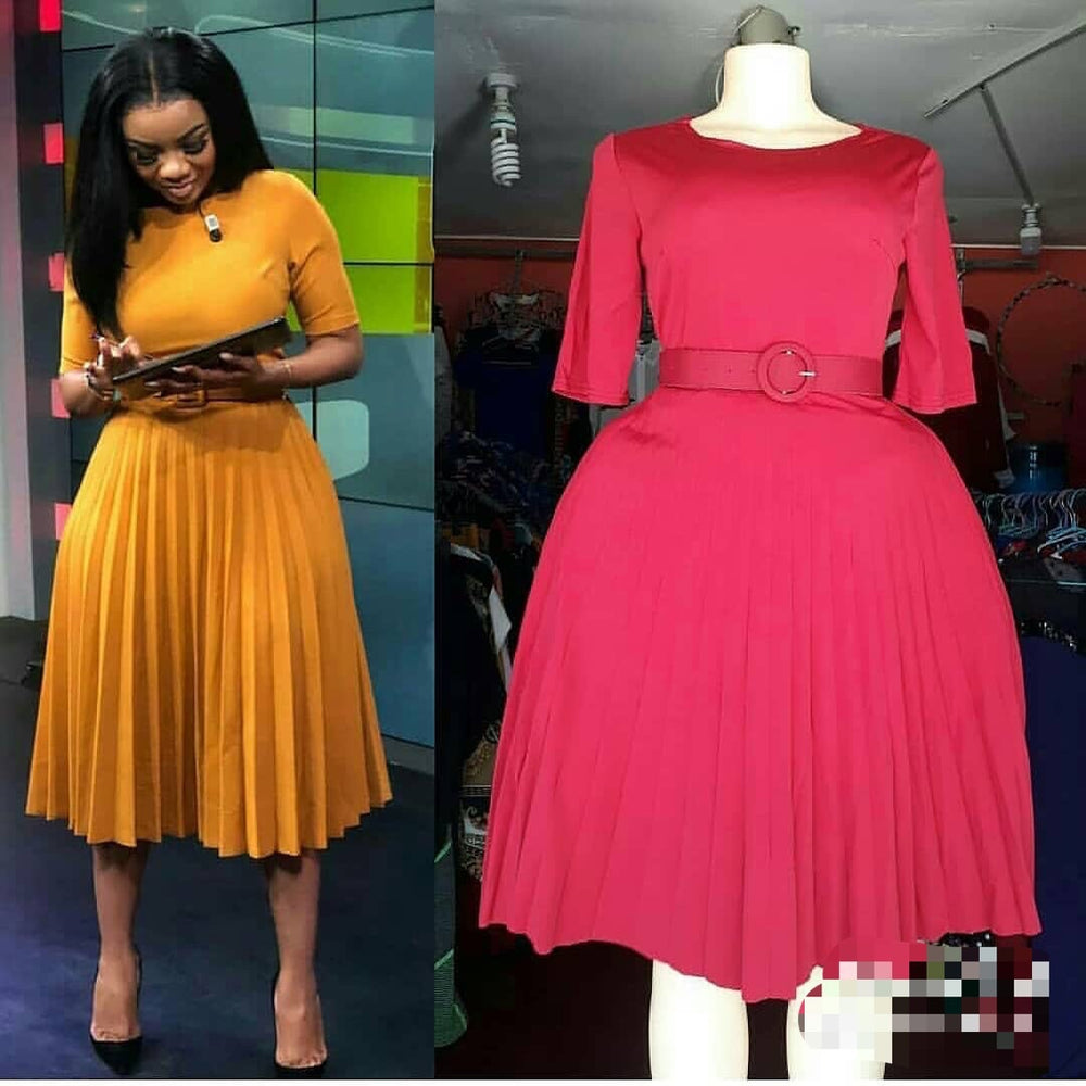 women's clothing new arrival summer african fashion pleated fashionelegantplus sizepure color round neck short-sleeved fashiondress