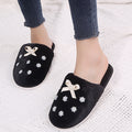 New arrivalfall and winterflowerbows cotton slippers women's home stuffed slippers one piece drop shipping baotou cotton slippers
