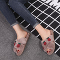 Furry slippers for women outwear 2024 autumn winternew arrivalpopularfashion rhinestone pineapple cross fur slippers ins trend