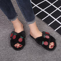 Furry slippers for women outwear 2024 autumn winternew arrivalpopularfashion rhinestone pineapple cross fur slippers ins trend