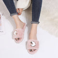 2024 fall/winter new trendy fuzzy slippers for women, outdoor wear, flat one-strap slides, chunky metal sole, korean style fuzzy shoes