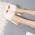 Spring fallwinter pearl flip flop women's fleece-linedheattech slippers trendy plaid indoor cotton slippers student slippers women